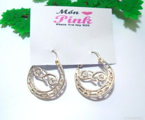 Joyeria: Pendientes bohemios vintage de plata de 1ra ley 925, Año 2000, Nuevos